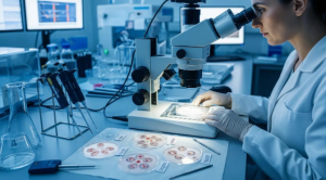 A Babytree Surrogacy scientist studies zygote growth for IVF, showing the care and research involved in helping families have children. babytree